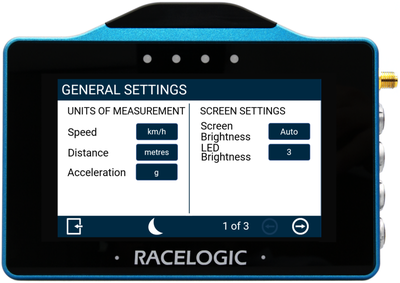 VBOX Touch MFD Settings General 1
