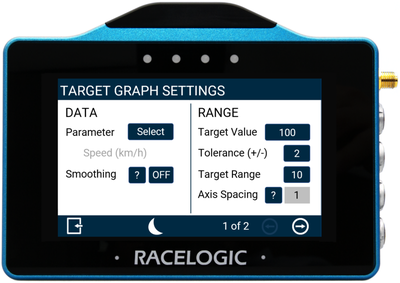 VBOX Touch MFD Target Graph Settings 1