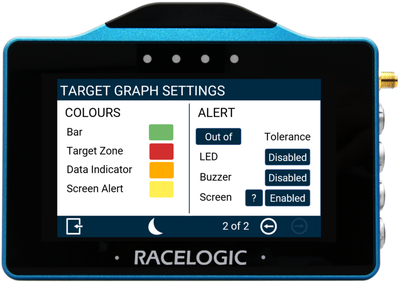 VBOX Touch MFD Target Graph Settings 2