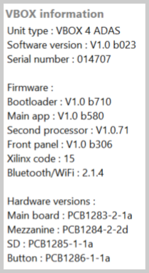 Screenshot of the VBOX Information area.