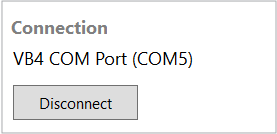 Screenshot of the Connection area of the General menu in VBOX Setup when connected to a VBOX.